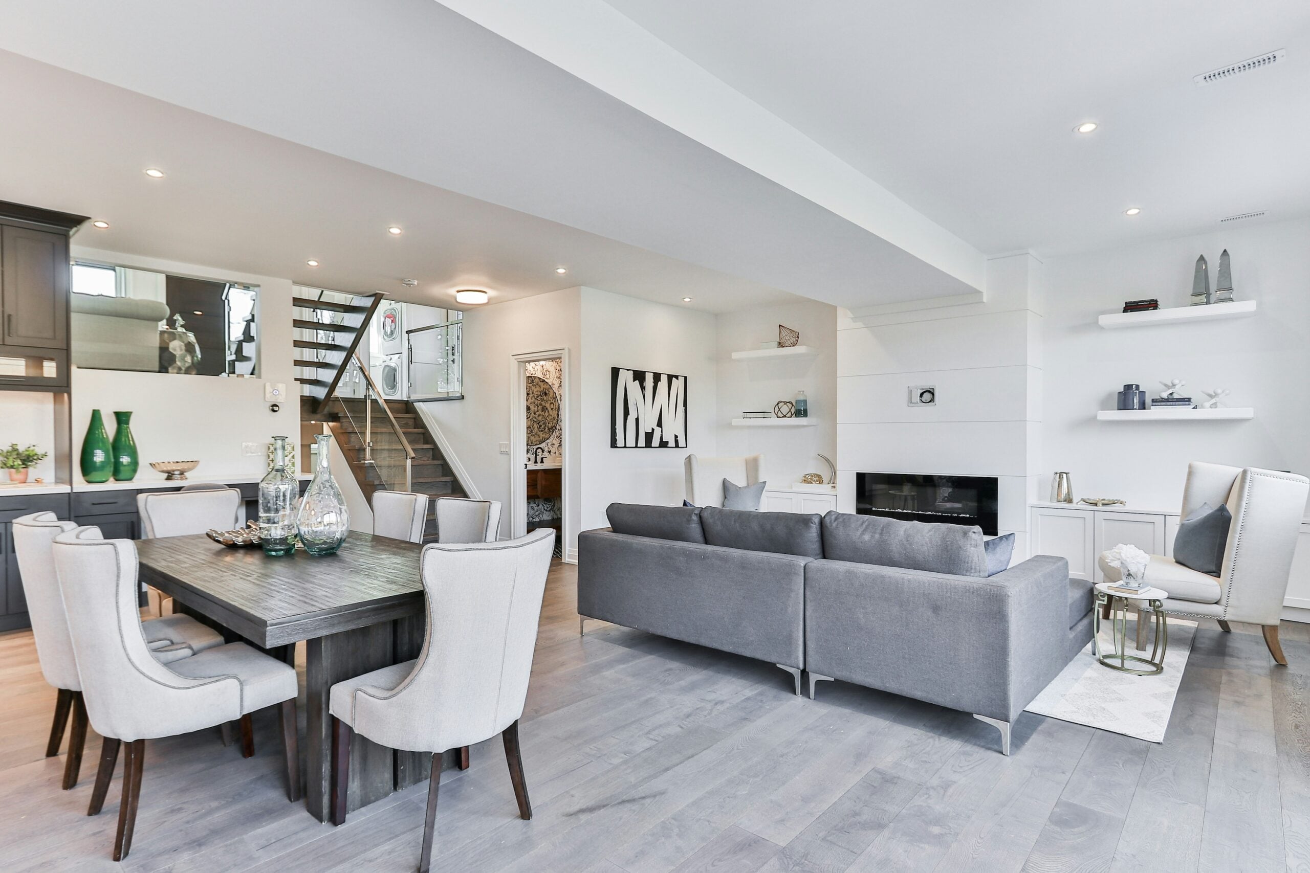 Bright, open living and dining area in a modern home