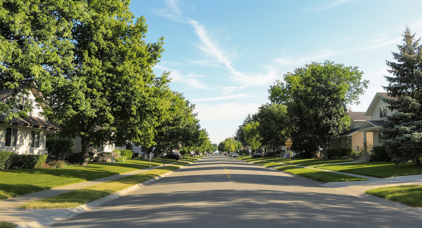 Established Edmonton residential street with mature trees and detached family homes